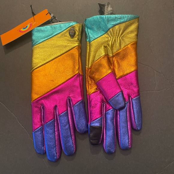 KURT GEIGER LONDON Rainbow Leather Gloves - Picture 4 of 10